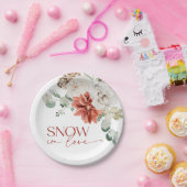 Elegantes Schnee in Liebe Winter Rotes Brautparty Pappteller (Party)