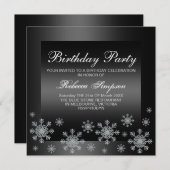 Elegantes Schneeballsilber und Schwarz - Einladung (Vorne/Hinten)