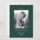 Elegantes Schneeflocken Grün 2 Foto Feiertagskarte (Rückseite)