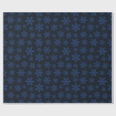 Elegantes Schneeflocken Winter Dark Blue Nahtloses Geschenkpapier (Flach)