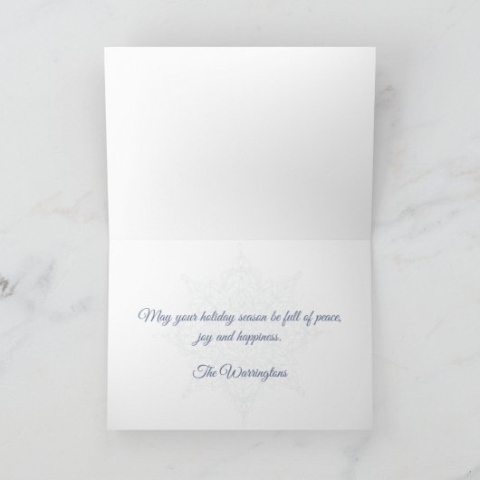 Elegantes Schneeflockendesign Feiertagskarte (Innenseite)
