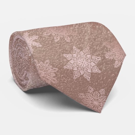 Elegantes Schneeflockenmuster aus Kupfer-Rose Krawatte (Gerollt)