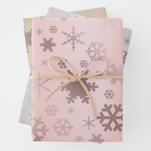 Elegantes Schneeflockenmuster der Weihnachtszeit-R Geschenkpapier Set (Beispiel)