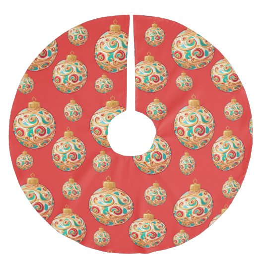 Elegantes Schneewittchen Weihnachtsgeschmack Polyester Weihnachtsbaumdecke (Vorderseite)