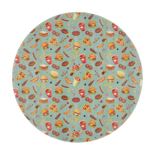 Elegantes Schnellimbiss-Muster Schneidebrett (Vorderseite)