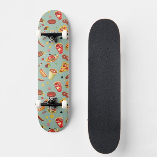Elegantes Schnellimbiss-Muster Skateboard (Vorderseite)