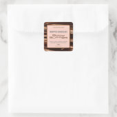 Elegantes Schokoladenwellen Kupferrahmen-Etikett Quadratischer Aufkleber (Tasche)