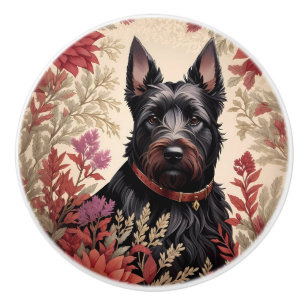 Elegantes Schottischer Terrier-Hundeporträt Keramikknauf