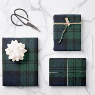 Elegantes schottisches Tartan-Karo-Weihnachten Geschenkpapier Set