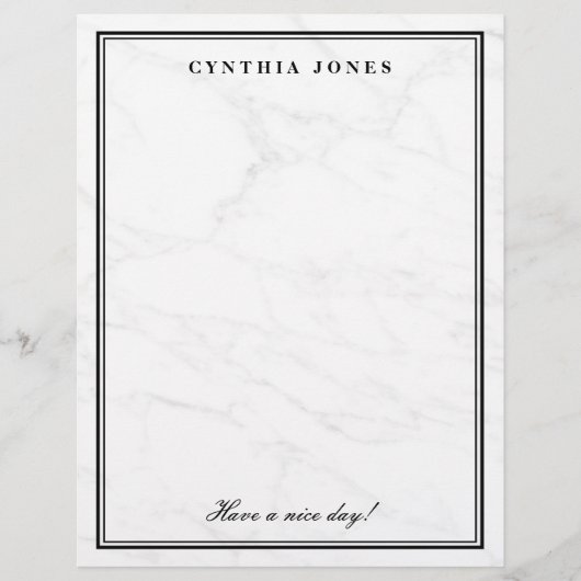 Elegantes Schreibpapier aus weißem Marmor (Vorderseite)