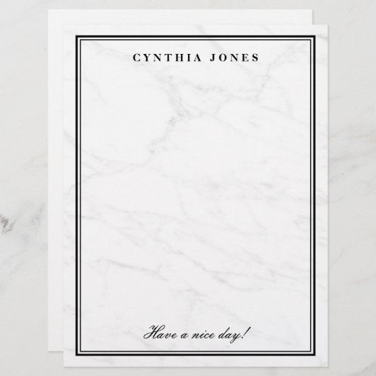 Elegantes Schreibpapier aus weißem Marmor (Vorne/Hinten)