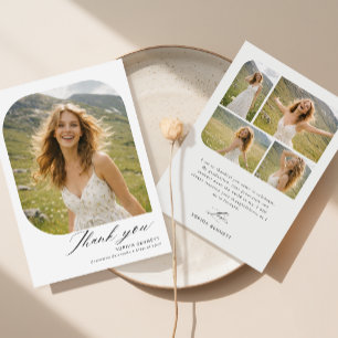 Elegantes Schrift Grad Foto Collage Abschluss Dankeskarte