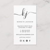 Elegantes Schrift-Kalligrafie-Monogramm-Logo & Fot Visitenkarte (Rückseite)