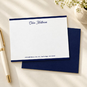Elegantes Schrift-Marineblau-Schreibwarengrenze Mitteilungskarte