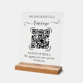 Elegantes Schrift-QR-Code-Bewertungsanfrage-Schild Acrylschild (Winkel)
