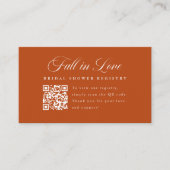 Elegantes Schrift-QR-Code-Hochzeitsdusche-Registri Begleitkarte (Vorderseite)