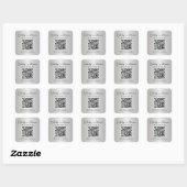 Elegantes Schrift QR-Code Silber Danke Quadratischer Aufkleber (Blatt)