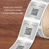 Elegantes Schrift QR-Code Silber Danke Quadratischer Aufkleber