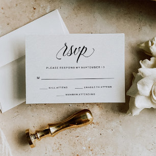 Elegantes Schriftbild auf Wasserfarbenpapier-Hinte RSVP Karte