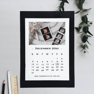 Elegantes Schriftkalender Schwangerschaftsankündig