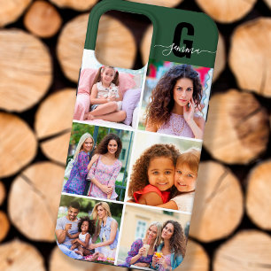 Elegantes Schriftmonogramm 6 Foto Grün iPhone 13 Pro Max Hülle
