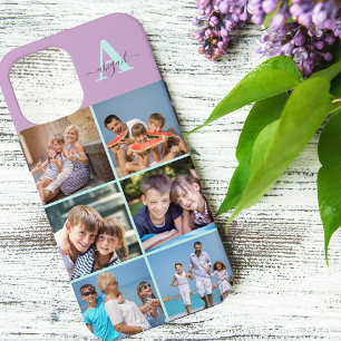 Elegantes Schriftmonogramm 6 Foto Lila und Mint Case-Mate iPhone Hülle