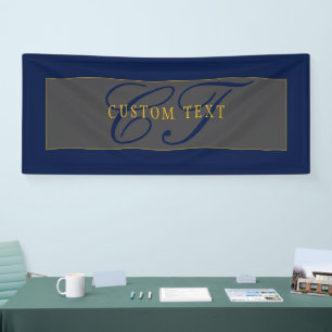 Elegantes Schriftmonogramm Dunkelnavyblau Grau & G Banner