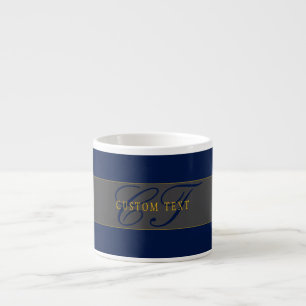 Elegantes Schriftmonogramm Dunkelnavyblau Grau & G Espressotasse