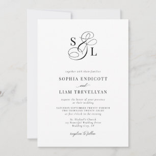 Elegantes Schriftmonogramm Formale Hochzeit Einladung