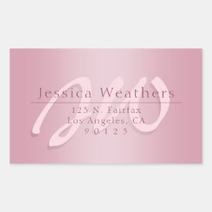 Elegantes Schriftmonogramm Mauve Ombre Rücksendead Rechteckiger Aufkleber