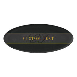 Elegantes Schriftmonogramm Schwarz & Gold Namenschild