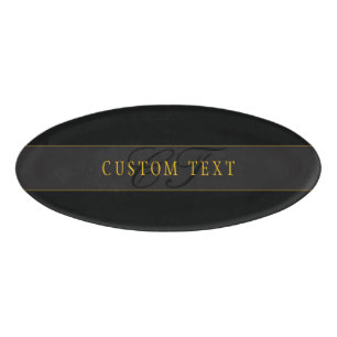 Elegantes Schriftmonogramm Schwarz & Gold Namenschild