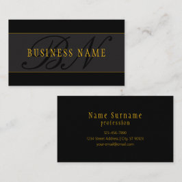 Elegantes Schriftmonogramm Schwarz & Gold Visitenkarte