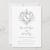 Elegantes Schriftmonogrammwappen Save The Date (Vorderseite)