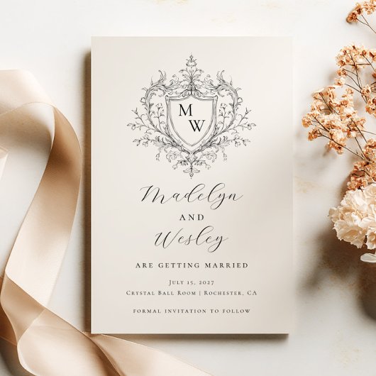 Elegantes Schriftmonogrammwappen Save The Date
