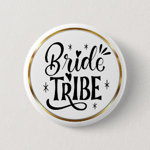 Elegantes Schriftzug Braut Tribe Goldrahmen Button