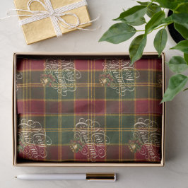 Elegantes Schriftzug Frohe Weihnachten Karo-Tartan Seidenpapier