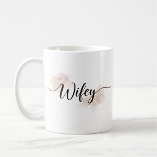 Elegantes Schriftzug-Wifey-Blumen-Kaffeetasse Kaffeetasse