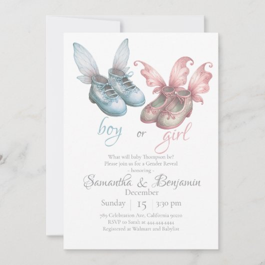 Elegantes Schuhgeschlecht: Party für Jungen oder M Einladung (Vorderseite)