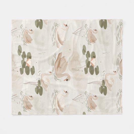 Elegantes Schwanenmuster Fleecedecke (Vorderseite (Horizontal))