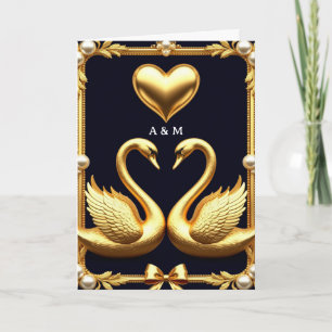Elegantes Schwanenpaar Herz Hochzeitsgruß 💕 Karte