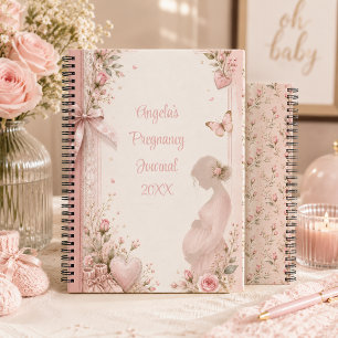 Elegantes Schwangerschaftstagebuch mit rosa Rosenk Notizblock