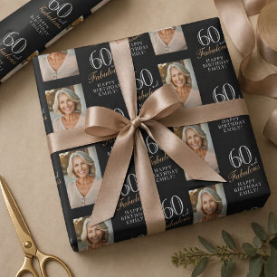Elegantes Schwarz 60 und Fabelhaftes 60. Geburtsta Geschenkpapier