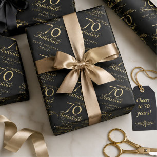 Elegantes Schwarz 70 und Fabelhaft 70. Geburtstag Geschenkpapier