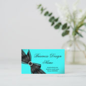 Elegantes Schwarz Aquamarin Blue Diamond Bow Desig Visitenkarte (Stehend Vorderseite)