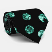 Elegantes Schwarz Aquamarin Diamond Gem Muster Krawatte (Gerollt)