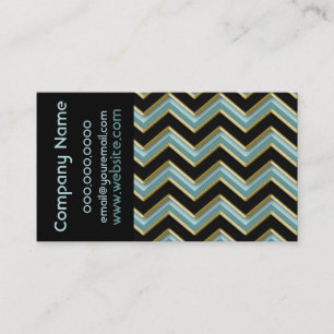 Elegantes Schwarz auf Aquamariner ZigZag-Muster-Vi Visitenkarte