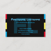 Elegantes, schwarz-blau-gelbes Monogramm Visitenkarte (Rückseite)