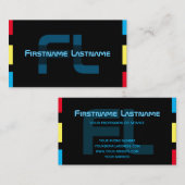 Elegantes, schwarz-blau-gelbes Monogramm Visitenkarte (Vorne/Hinten)