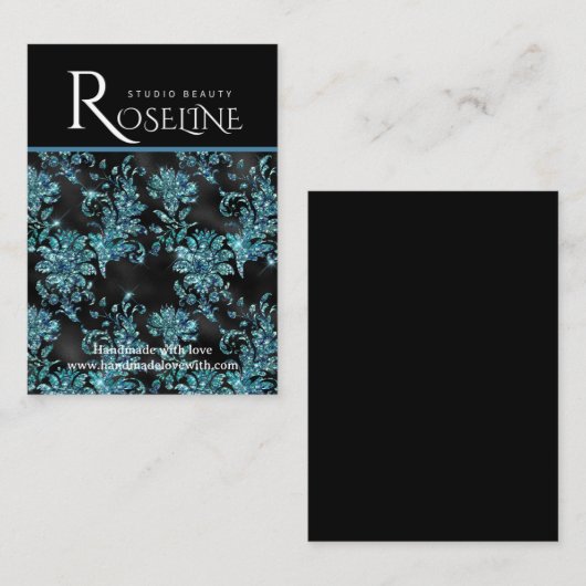 Elegantes Schwarz-Blau-geometrisches Schmuckstück Visitenkarte (Vorne/Hinten)